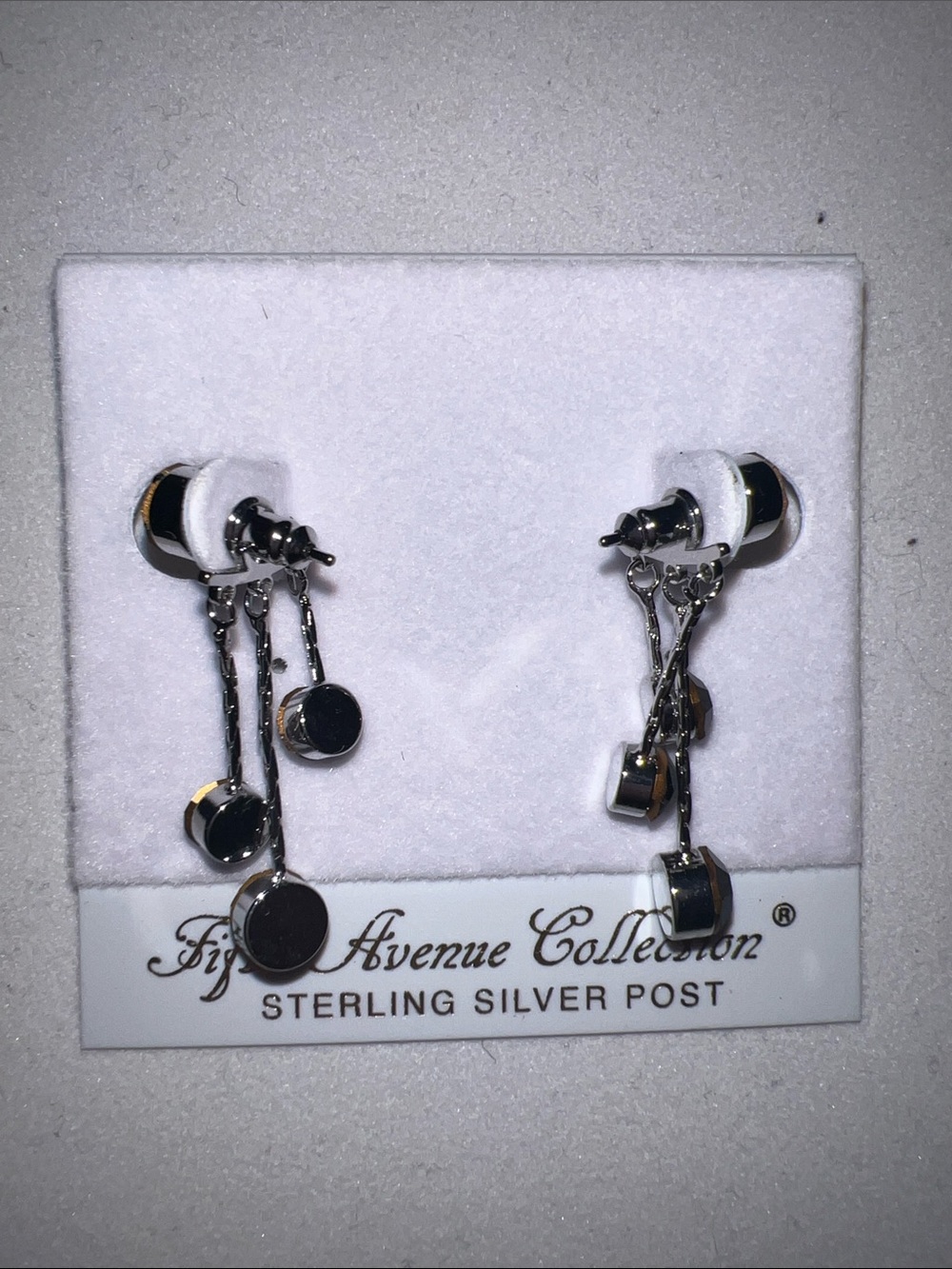 Fifth Avenue Collection Sterling Silver Black Drop Earrings